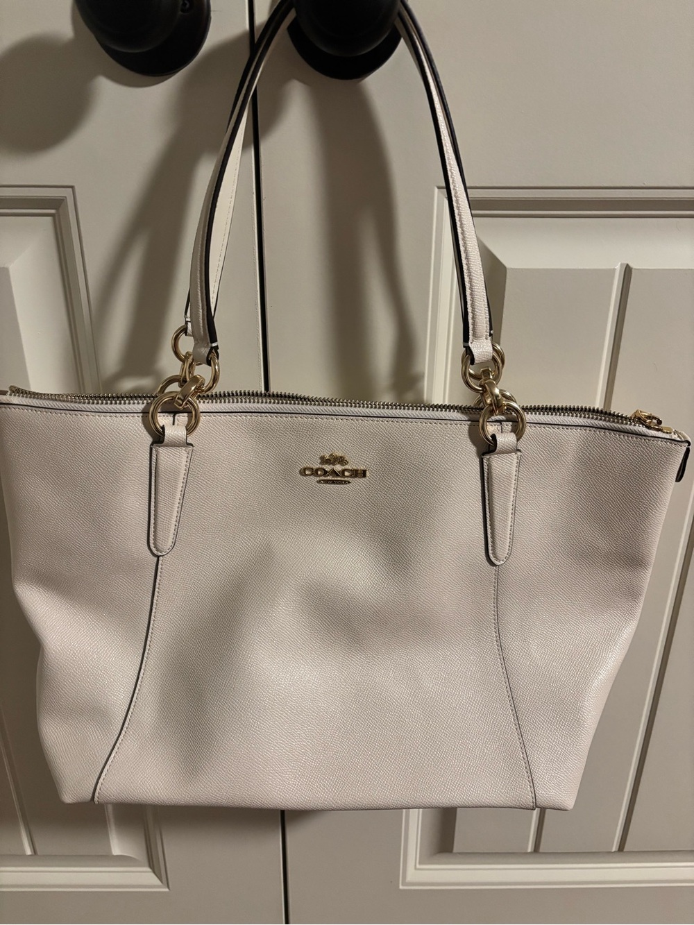 Coach Cream Leather Tote with Gold Hardware